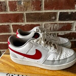 Nike Court Vision‎ Low White Red women's Sneakers Shoes Size 6.5 US